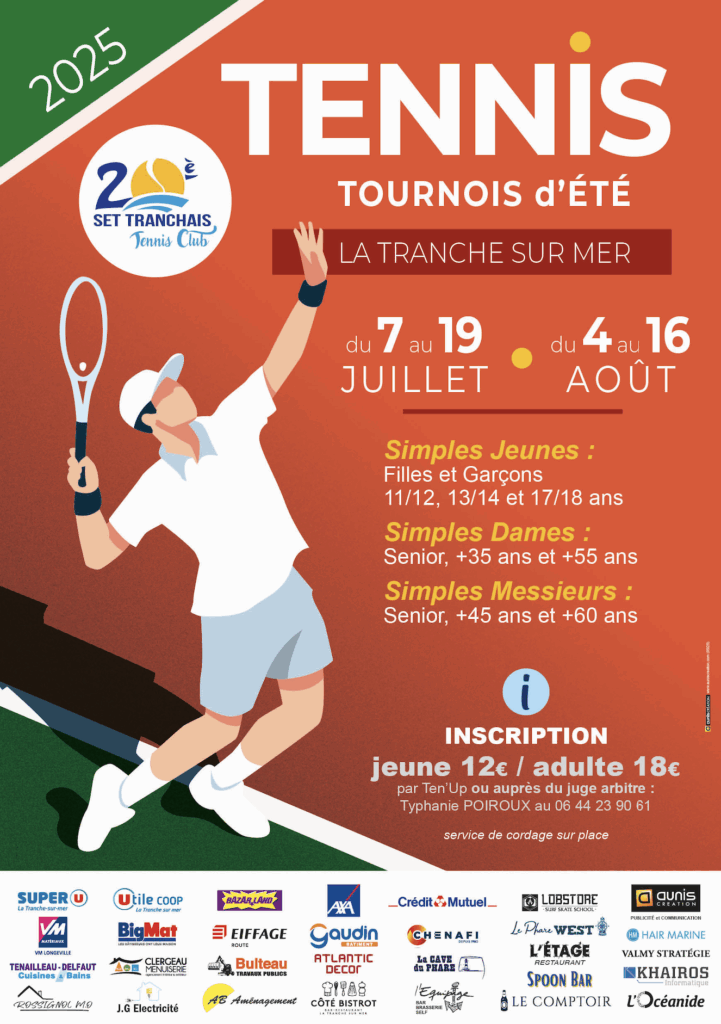 Affiche tournois d'été 2025 20ème set la tranche sur mer